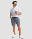 moisture wicking athletic sweat shorts in heather mid gray - on model view