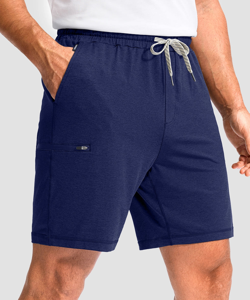 moisture wicking athletic sweat shorts navy front