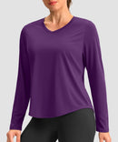 women's g-drykit™ v-neck athletic long sleeve in deep purple - front view