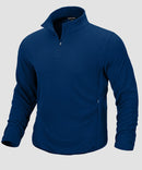 quarter zip fleece pullover in deep blue - front view