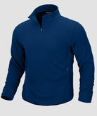 quarter zip fleece pullover in deep blue - front view