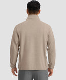 quarter zip fleece pullover in heather khaki - back view
