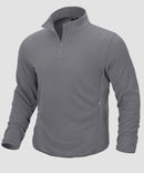 quarter zip fleece pullover in light gray - front view