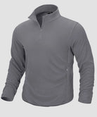 quarter zip fleece pullover in light gray - front view