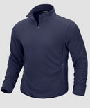 quarter zip fleece pullover in navy - front view