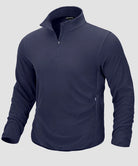 quarter zip fleece pullover in navy - front view