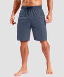 quick dry 9" pocketed board shorts in dusty blue - on model front view
