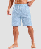 quick dry 9" pocketed board shorts in light blue ocean - on model front view