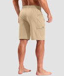 quick dry 9" pocketed board shorts in light khaki - on model back view