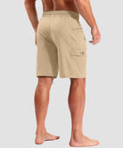 quick dry 9" pocketed board shorts in light khaki - on model back view