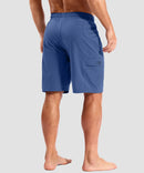 quick dry 9" pocketed board shorts in slate blue - on model back view