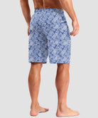 quick dry 9" pocketed board shorts in striped graffiti - on model back view