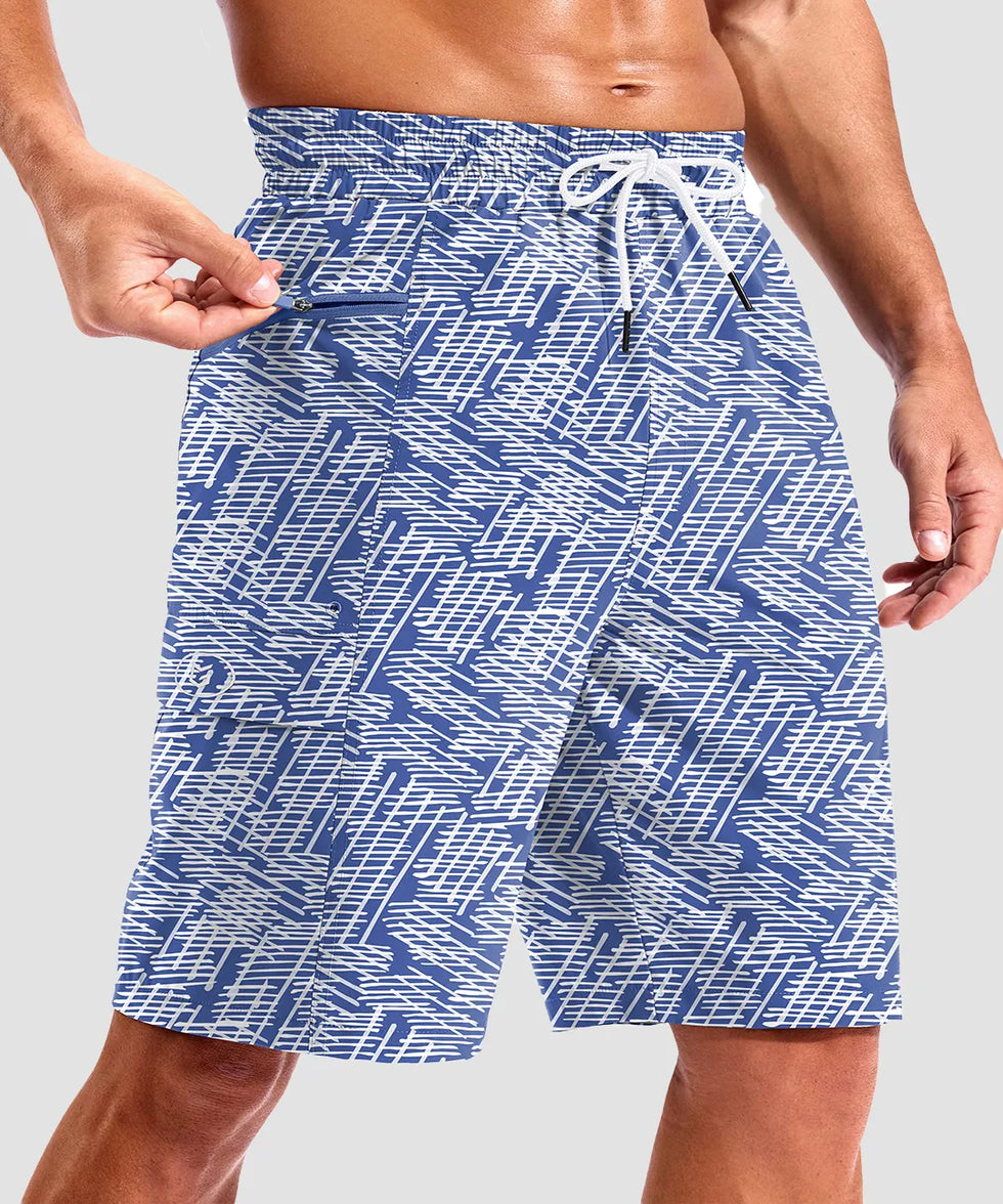 quick dry 9" pocketed board shorts in striped graffiti - pocket detail view