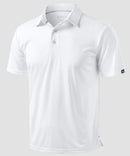 reflective side slit polo in white - front view