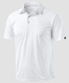 reflective side slit polo in white - front view