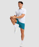 reflective side slit polo in white - on model workout view