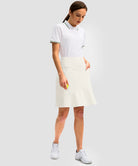 ruffle modest golf skort in beige - side view