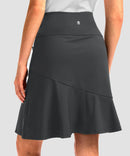 ruffle modest golf skort in dark grey - back view