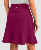 ruffle modest golf skort in fuchsia purple - back view
