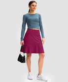 ruffle modest golf skort in fuchsia purple - front view