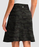 ruffle modest golf skort in green camo - back view