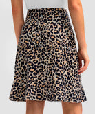 ruffle modest golf skort in leopard - back view