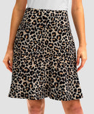 ruffle modest golf skort in leopard - side view