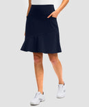 ruffle modest golf skort in navy - side view