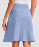 ruffle modest golf skort in purple blue - back view