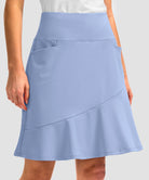 ruffle modest golf skort in purple blue - side view