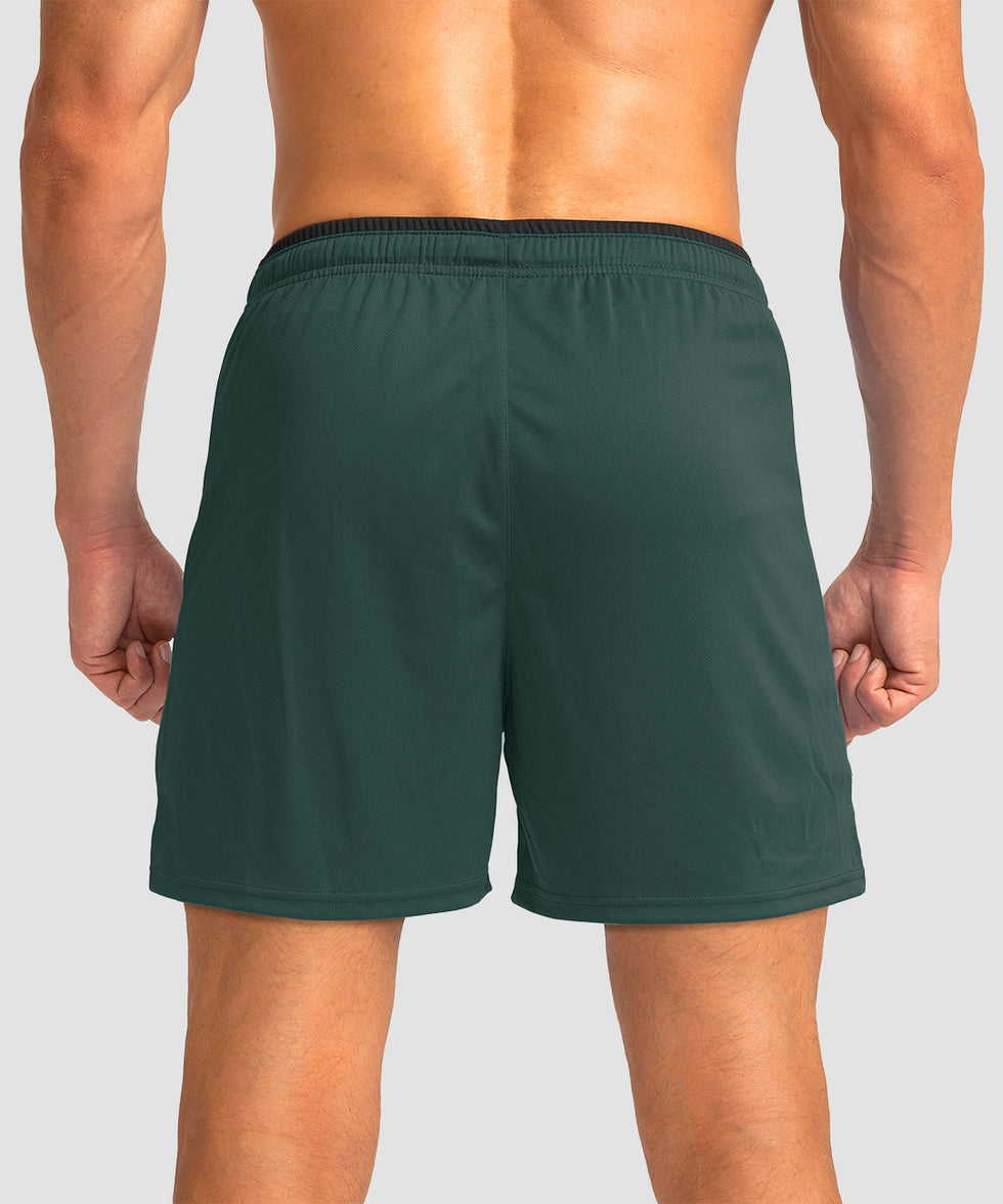 side slit zipper pocket short 5" in army green - back view