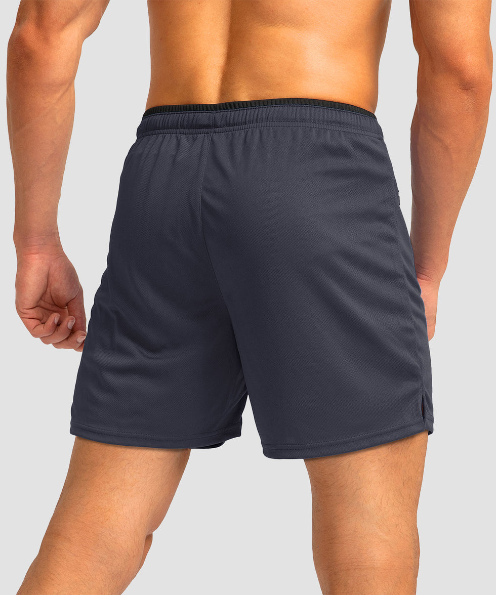 side slit zipper pocket short 5" in dark gray - back view