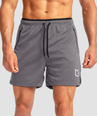 side slit zipper pocket short 5" in iron gray - front view