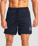 side slit zipper pocket short 5" in navy - front view