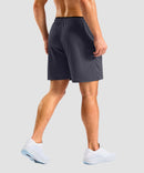 side slit zipper pocket short 7" in dark gray - on model back view