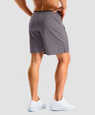 side slit zipper pocket short 7" in iron gray - on model back view