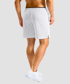 side slit zipper pocket short 7" in white - on model back view