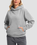 solid color oversized fleece hoodie in bright gray - front view