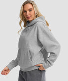solid color oversized fleece hoodie in bright gray - side view