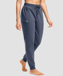 tall zip pockets cotton jogger in dusty blue - front view