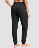 tall zip pockets cotton jogger in black - back view