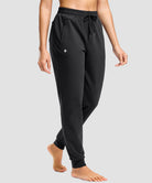 tall zip pockets cotton jogger in black - front view