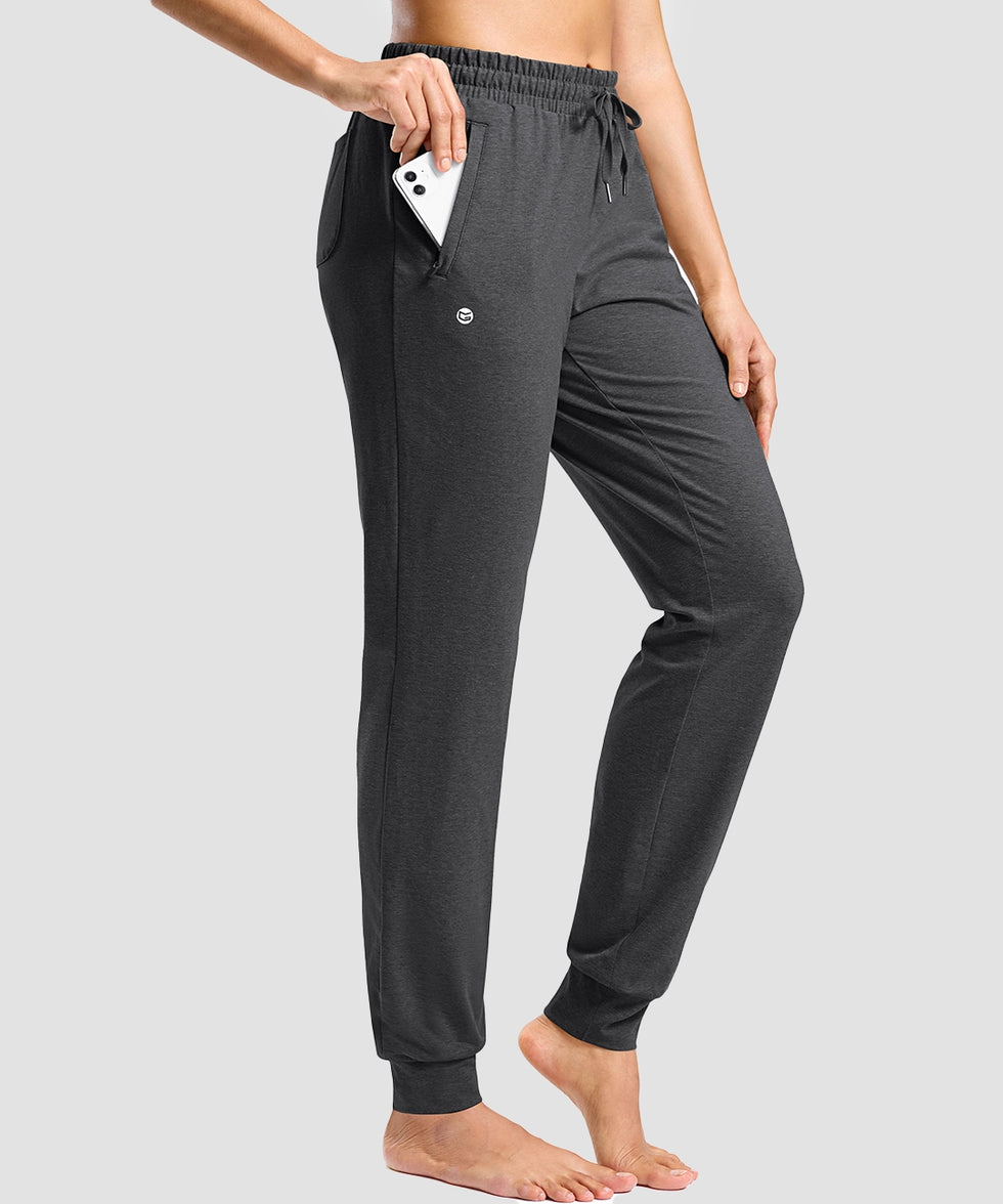 tall zip pockets cotton jogger in charcoal - side view