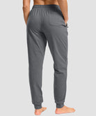tall zip pockets cotton jogger in dark grey - back view
