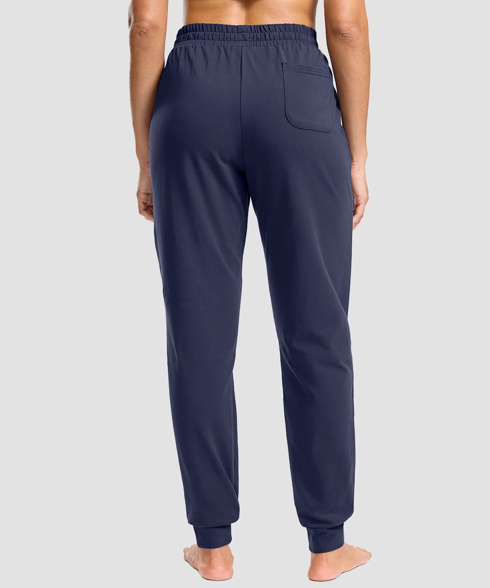 tall zip pockets cotton jogger in navy - back view
