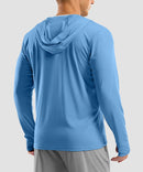 uv protection full zip hoodie in sky blue - back view