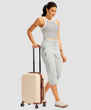 women's 3 zipper pockets hiking capri pants in bright gray - matching outfits view