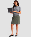 women's 4 pockets knee length golf skort in grey sage - side view