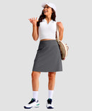 women's 4 pockets knee length golf skort in iron grey - front view