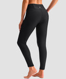 women's UV protection zipper pocket lined leggings in black - back view